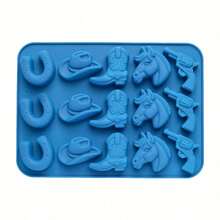 1pc Denim Theme Silicone Mold, 15 Cowboy Hat, Boot, Saddle Shaped Western Party Baking Mold, Suitable For Chocolate, Candy, Jelly, Ice Cube - Multicolor - View 8