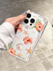 芙蓉花、海星、珍珠透明防摔手机壳，兼容苹果 16 Pro Max、XS、11、12、12 Mini、13、14、15、16、16 Pro Max、15 Pro、13 Pro Max、17、17 Air、17 Pro Max、12 Pro Max 以及三星 Galaxy A54 5G、A52、A14、A15、A12、S22、S21、A33 5G、A50、S24、S23、Galaxy S10 5G、A32 5G、Galaxy A55 5G、S10、Galaxy S23 Ultra、A53 5G、A05、S25、Galaxy A24 4G，男女皆宜的礼物 - 無色 - 查看 3