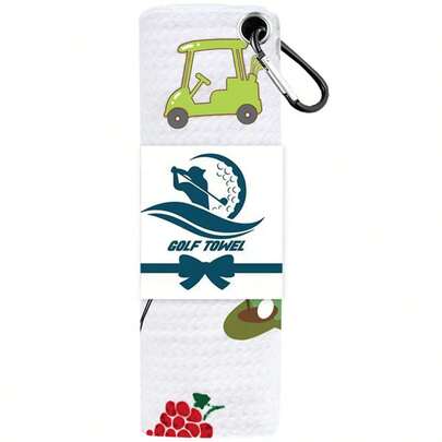  FINGER TEN Toalha de Golfe da Moda, Múltiplos Padrões, Tamanho 40 x 40 cm, 1 Pacote, Material de Microfibra de Alta Qualidade, Acompanha Mosquetão para Prender Firmemente ao Carrinho ou Bolsa de Golfe, Acessório Ideal para Golfistas