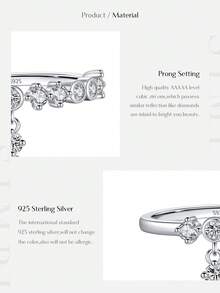 Nhẫn đeo tay cao cấp bằng bạc Sterling 925 đính đá Zirconia tròn lấp lánh của MODIAN dành cho nữ, trang sức dự tiệc sang trọng. - Bạc - Xem 9