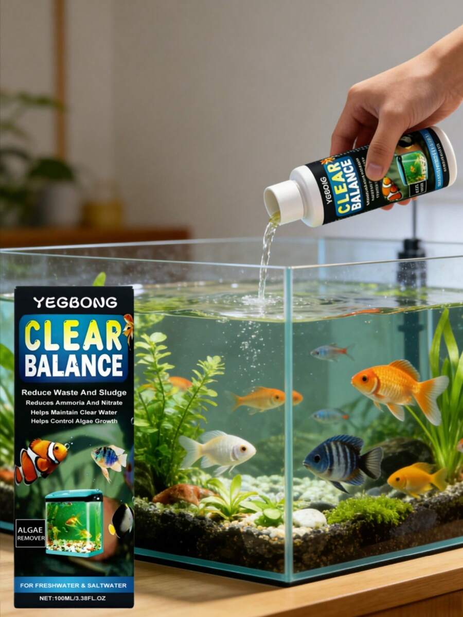 YEGBONG 1瓶/100毫升水族箱清洁剂，适用于淡水鱼缸的日常清洁和维护，可澄清水质、去除藻类、分解有机物、絮凝悬浮颗粒、清洁玻璃壁和设备。 - 液體 - 查看 1
