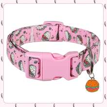 1件粉色墨西哥卷饼造型狗狗项圈，可爱食物主题宠物项圈，采用结实耐用的涤纶材质，可调节尺寸，配有快拆扣、D形环和汉堡吊坠，适合小型至中型犬猫。 - 粉色 - 查看 7