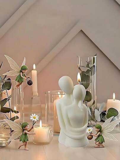 1个新款3D浪漫情侣造型硅胶蜡烛模具，DIY情侣肖像简约艺术装饰，创意香氛石石膏硅胶模具