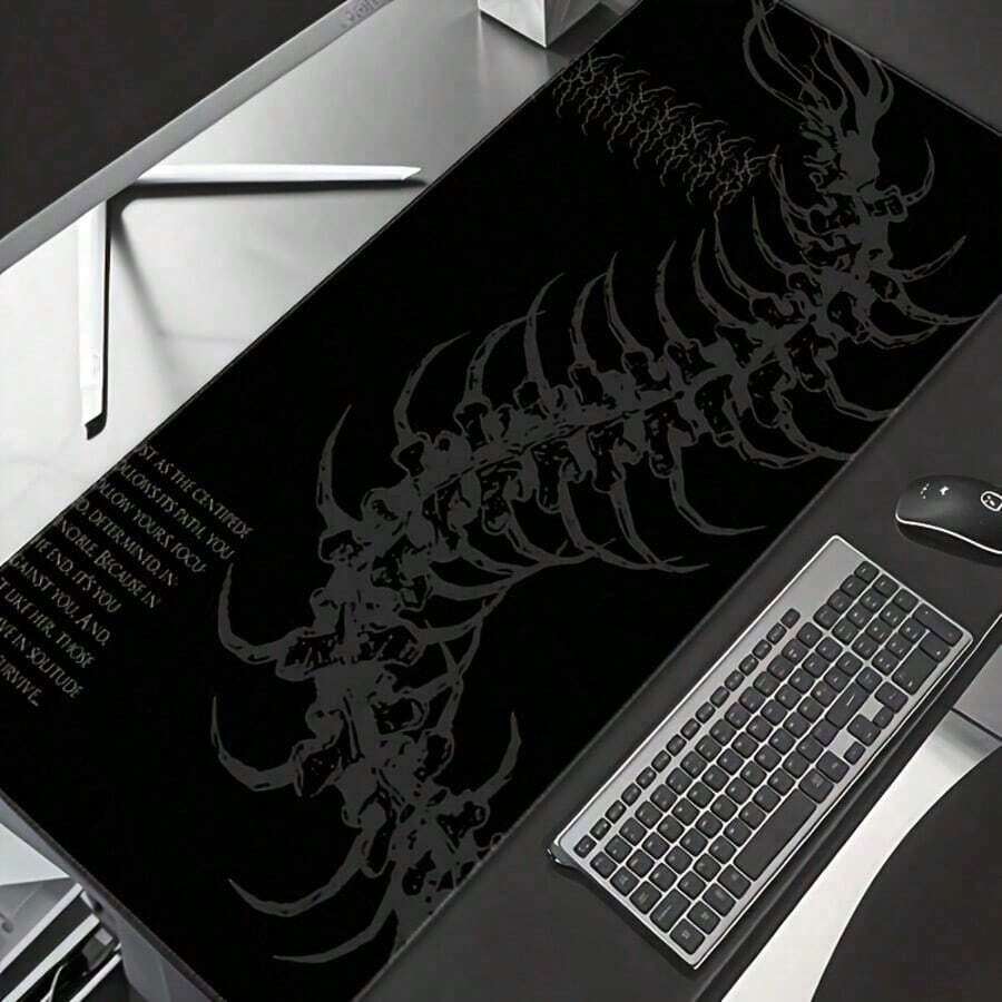 1Pc Dark Gothic Centipede Gaming Mouse Pad - Large Non-Slip Rubber Desk Mat With Ribbed Design, Durable Polyester Surface, Suitable For Office And Gaming, Ideal Gift For Men And Women, Desktop Mouse Pad, Perfect Gift For Friends Extra Large Gaming Mouse Pads/Extended Protective Office Desk Mouse Mat Non-Slip Professional Precision Tracking Surface (15.75*35.43In) For PC Computer Laptop(90*40Cm Black) - 白色(橡膠) - 查看 1