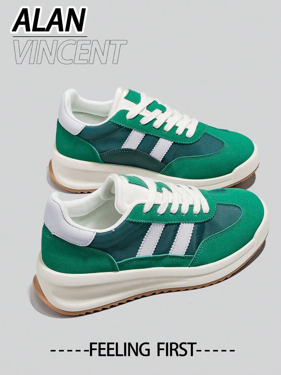 Alan Vincent [Retur/schimb gratuit] [Serie ușoară și respirabilă] Pantofi verzi noi de primăvară cu talpă groasă, adidași la modă, pantofi sport casual, pantofi de birou, material tip plasă, pantofi de damă moi și confortabili pentru purtare zilnică - Verde - Vizualizare 1