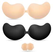 2 Pcs Sticky Bra Backless Adhesive Strapless Invisible Push Up Stick On Bras For Women Dresses 1 Pair Reusable Nipple Cover - Multicolor - View 2