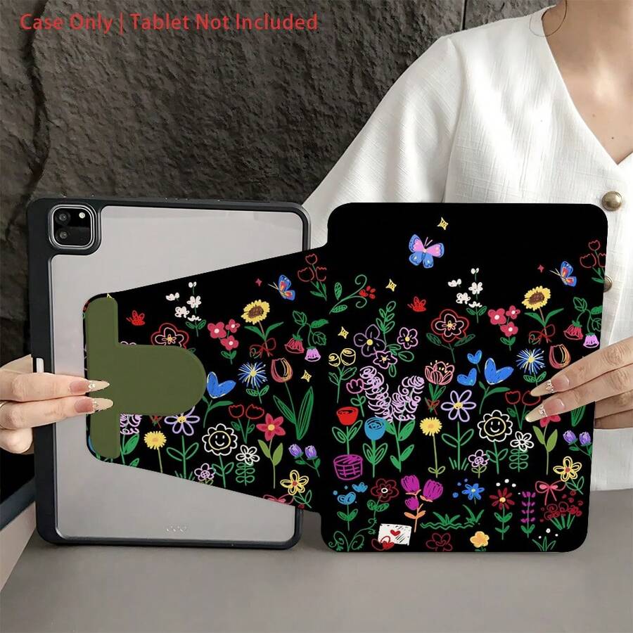 A Protective Tablet Case With Pen Holder Compatible With IPad 10.9/10.2/ Air 5th Gen/Pro11/10th/9.7/Air 2/ (7th Gen)/ (8th Gen)/ Air 4/5/ Pro 11/ 10th Generation 10.9-Inch 2022 Smart Case/ Air 13(M3 2025)/ Air 11(M3 2025)/ Air 11(M3 2025)/ 11(A16 2025)/ Auto Sleep/Wake Function/Stylish Tablet Accessories - Multicolor - View 1