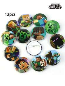 Minecraft Silicone Wristband, Silicone Keychain, Badge, 50pcs Pixel Stickers Game Set - Multicolor - View 11