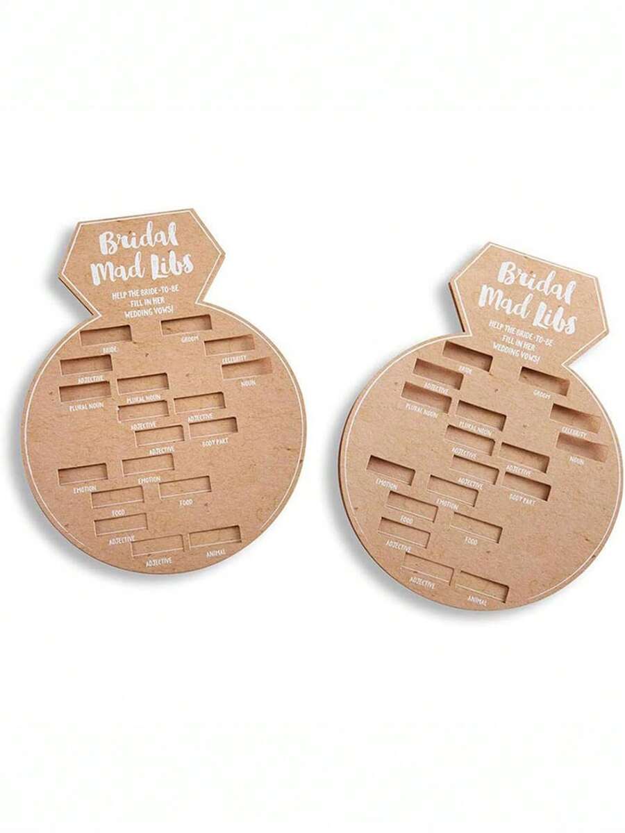 Conjunto de 10 cartões Mad Libs para chá de panela, ideal para chá de casamento, noivado e despedida de solteira. Feito em papel kraft. - Conjunto de jogos para festa de casamento - Ver 1