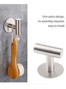 1pc/2pcs/4pcs Adhesive Suction Cup Hooks, Stainless Steel Strong Hooks, No Drilling Bathroom Key Holder Hooks, Hat Holder Sticky Hooks, Damage-Free Wall Hooks, Strong Adhesive Hooks, Stainless Steel Bathroom Hooks, Durable, Waterproof, Rust-Proof - Multicolor - View 9