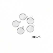 5个/包不锈钢托盘焊接吊环，6-30毫米圆形底座托盘吊坠坯料，用于DIY珠宝制作 - 鋼色 - 查看 14