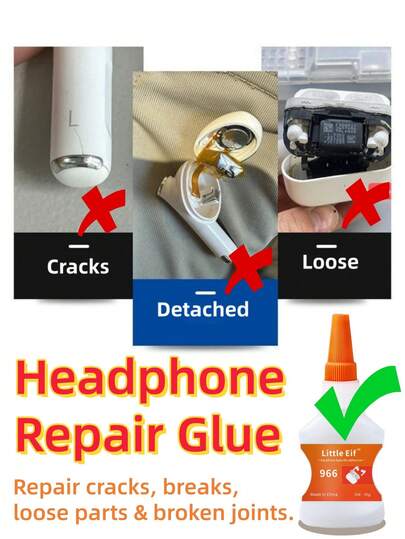 Headphone Repair Glue | Strong & Non-Corrosive | For Headphones & Charging Cases | Repairs Cracks, Broken Hinges, Loose Lids, Battery Clips, Ear Tips & Cable Ports | Strong Bond, Non-Corrosive To Electronics | Ideal For Repair Technicians