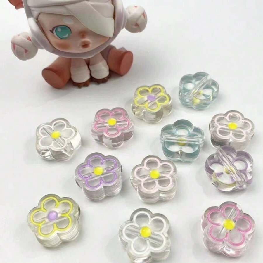 Hạt cườm hình hoa hướng dương tròn, đường kính 19mm, 10/20/30/50 hạt, tự làm thủ công, thích hợp làm dây chuyền điện thoại, vòng cổ bằng acrylic. - Nhiều màu - Xem 1