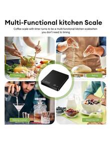 Balanza digital para café con temporizador, pantalla LED, espresso, USB, capacidad máxima de 3 kg, precisión de 0.1 g, que mide en onzas/ml/g, balanza de cocina de alta precisión - Multicolor - Ver 11