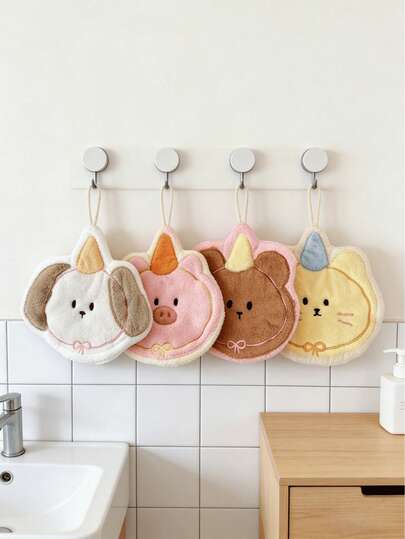 1pc Cartoon Animal Shaped Absorbent Towel, Strong Water Absorption, Hanging Style Suitable For Kitchen, Bathroom, Room Decor, Easy To Clean, Kitchen Towel, Bathroom Accessory (Actual Product Color May Slightly Differ From The Picture)
