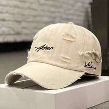 New Distressed Baseball Cap, Unisex Korean Style Embroidered Sun Visor Hat,Summer,Beach,Holiday - A - View 3