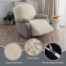 Funda para silla reclinable 100 % impermeable 1 funda elástica para sofá reclinable funda lavable para silla reclinable para mascotas perros niños beige 1 plaza - Beis - Ver 3