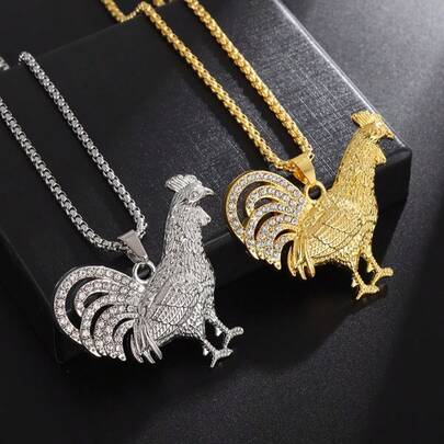 1 pieza Collar con colgante de gallo de hip hop
