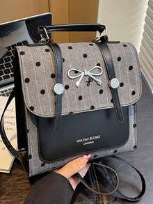 Ba lô nữ thời trang in hình nơ, túi xách có khóa kéo, túi đeo vai đa năng tiện dụng, thiết kế chấm bi hình trái tim và nơ, vật dụng cần thiết khi đi làm, có dây đeo vai điều chỉnh được, phù hợp cho năm học mới, cuộc sống đại học và các hoạt động hàng ngày. - Nhiều màu - Xem 14