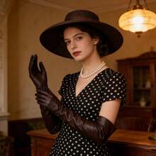 50cm Elegant Long Soft PU Leather Gloves, Smooth Surface, Suitable For Formal Occasions, Weddings, Cocktail Parties, Cosplay And Vintage Outfits. Breathable And Comfortable For All-Day Wear, Especially Suitable For Brides, Bridesmaids And Fashion Enthusiasts.,Travel,Festival,Party,Camping - A - View 5