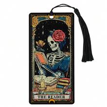 1/2 chiếc kẹp sách bằng acrylic hình đầu lâu và hoa hồng, kẹp sách chủ đề đầu lâu và bói bài Tarot, quà tặng lễ hội hoàn hảo cho người yêu sách, người đam mê Tarot và người hâm mộ thể loại giả tưởng đen tối. - Một kích cỡ phù hợp cho tất cả - Xem 14