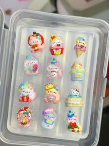 1 pieza Molde de arte de uñas versátil y transparente de silicona con diseños de cachorro lindo, pastel, lazo, gato y pingüino - transparente - Ver 14