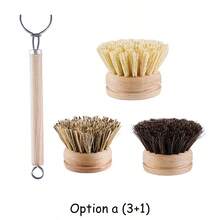 4件套可替换马毛锅刷，带可拆卸长柄，天然剑麻软毛锅刷，椰棕清洁刷 - 清潔刷 - 查看 9