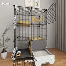 3-Tier Cat Cage With Drawer Litter Box, Assembled Metal Cat Cabinet, Pet Fence, Suitable For Kittens And Small Cats, Easy To Install - Multicolor - View 2