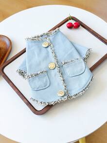 PETCIRCLE 1pc Pet Clothes, Dog Apparel, Two-Leg Jacket For Small Dogs, Fragrant Wind Coat - Blue - View 7