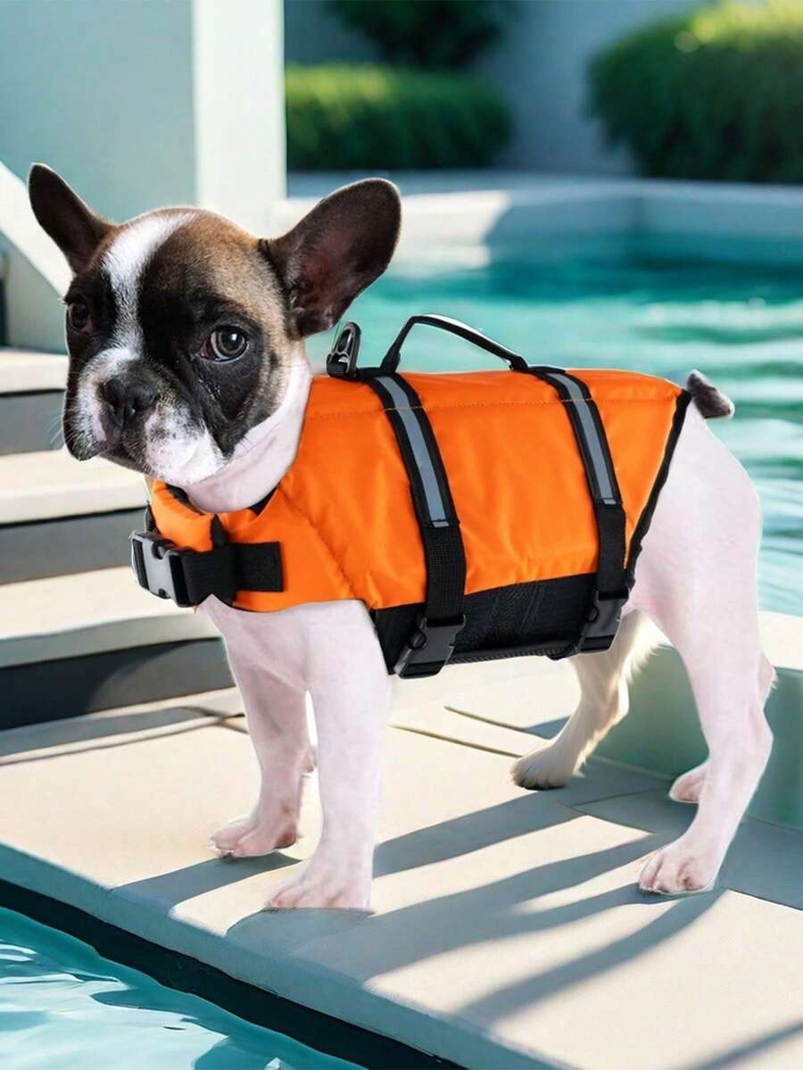 1pc Reflective Adjustable Swimsuit Vest, Boating Sailing Buoyancy Aid, Reflective Pet Life Jacket For Water & Ocean Activities Safety - Multicolor - View 1
