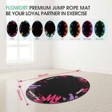 Jump Rope Mat Large Rubber Exercise Mat Indoor Outdoor Shock Absorbing Mat Non-Slip Oval Design for Floor and Rope Protection Workout Mats for Home Gym Flooring - Púrpura - Ver 3