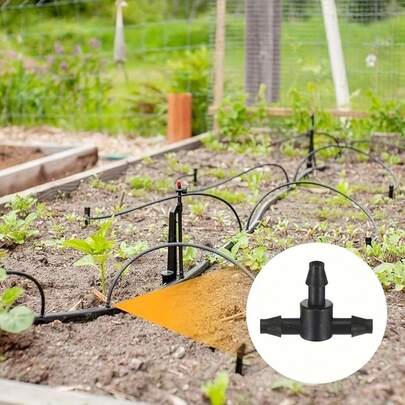 Thorn Plastic T-Shaped Connector, Designed Specifically For 4/7mm Pipes, Perfect For Water Pipes, Hose Connections, Garden Micro Irrigation Tools, Black Plastic Hose Fittings, Suitable For Drip Irrigation Or Sprinkler Systems
