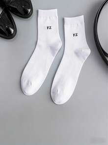 1 Pair Men's Breathable Mesh Mid-Calf Socks, Thin Solid Black Business Socks For Spring/Summer - Multicolor - View 9