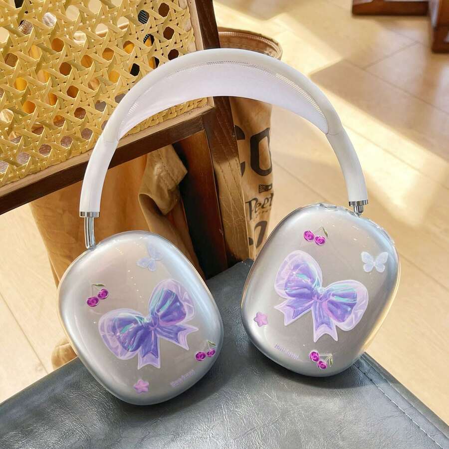 1 pieza Funda protectora con lazo morado y cereza, adecuada para auriculares Apple - Multicolor - Ver 1