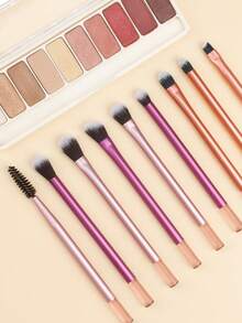 化妆刷套装 9支装 柔软合成毛化妆刷 粉底刷 腮红刷 眼影刷 化妆品化妆工具 - 彩色 - 查看 4