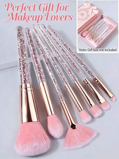 7Pcs Glitter Crystal Makeup Brush Set Soft Synthetic Hair Complete Face Eye Beauty Tools Gift New