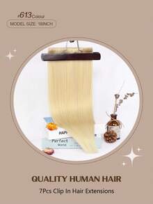 YILITE 7片装 #613 漂白金发夹式接发片，真人发丝，Remy真人发，双层缝制直发夹式接发片，女士适用 - S613 - 查看 2