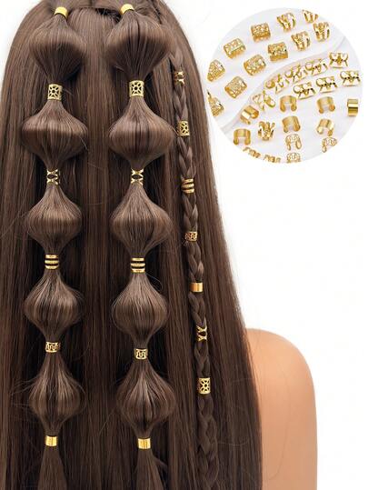 40pcs DIY Dreadlock Hair Rings - Simple Alloy Hair Accessories Loc Hair Jewelry Gifts For Women Dating Parties