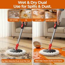 Spin Mop Bucket With Wringer Set, Operable 360 ° Rotating Mop Bucket Set, With 3 Microfiber Replacement Head ,Stainless Steel Mop Bucket 61 Inch Adjustable Handle Household Cleaning Tools Black Plastic - TB-02 - View 7
