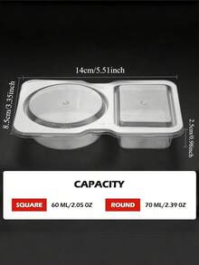 5/10/20pcs Portable Dual Compartment Condiment Containers - Reusable Plastic Sauce And Dip Cups For Travel, Snacks And Meal Prep (Transparent), Dual Compartment Containers Suitable For Dipping Bowls - Multicolor - View 8