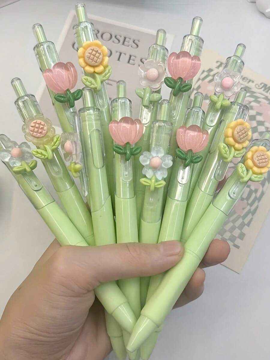 1/3支装极简主义0.5毫米中性笔，黑色墨水圆珠笔，适用于办公室、学生，适合作为返校文具礼品 - 彩色 - 查看 1