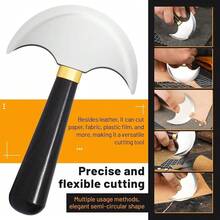 [Free Shipping]Leather  With Ebony Wooden Handle, Sharp Round Head Craft Skiving Cutting Tools, Leather WorFKing Tools For Cutting, Skiving, Crafting & Artistic Project (S+L) - 小號+大號 - 查看 4