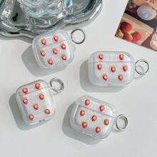1-Pack Of Stylish Apple Earphone Cases Features An Exquisite Strawberry Knot Design, Strawberry Elements, And A Strawberry Pendant. It Is Shockproof, Protective, And Dustproof, Fashionable And Beautiful, Suitable For Daily Use By Teenagers And Young Adults, As Well As For Gifting. - White - View 6