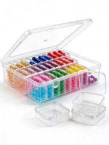 1 Large Box Containing 30 Small Grid Storage Boxes, Gift Box Jewelry Box Accessory Storage Box, Packaging Box Mini Transparent Bead Storage Box With Hinged Lid, Rectangular Transparent Craft Supply Box, Can Be Used To Organize Earrings, Rings, Jewelry And Nail Art Accessories, Cosmetic Bag, Toiletry Bag, Travel Essentials, Storage Box, Cosmetic Storage Box, Cosmetic Bag, Toiletry Bag, Room Decor Box - Clear - View 7
