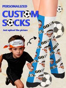 1 par de calcetines personalizados, calcetines con estampado facial personalizado, calcetines con estampado de foto, calcetines con cualquier cara/patrón estampado, calcetines con cara divertida, fútbol, aniversario, San Valentín, cumpleaños, boda, Día de la Madre, Día del Padre, regalo - Multicolor - Ver 14