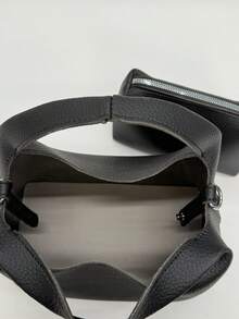 Minimalist Fashion PU Leather Shoulder Bag/Crossbody Bag/Handbag With Pockets - Black - View 6