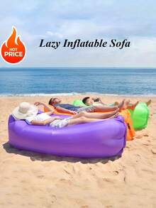 1pc Portable Waterproof Inflatable Sofa - Ideal For Backyard, Lakeside, Beach, Camping, Picnic And Music Festivals - A - View 1