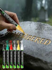 Gold Tombstone Marker | Waterproof, Quick-Drying Oil-Based Fine Tip Marker To Restore Faded Inscriptions On Tombstones And Granite Surfaces, Suitable For Cemetery Maintenance And Marble/Tile Color Restoration - Waterproof and High Temperature Resistant Models - View 2