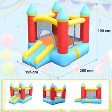 Gran castillo inflable, dimensiones 2.55 x 1.95 metros, con tobogán y piscina de bolas, apto para el juego infantil. - Rojo - Ver 9