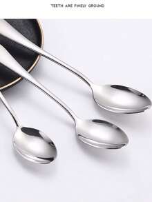 5pcs Stainless Steel Spoons, Main Course Spoon, Dessert Spoon, Coffee Spoon, Ice Cream Spoon, Watermelon Spoon, Tableware Soup Spoon For Adults - View 8